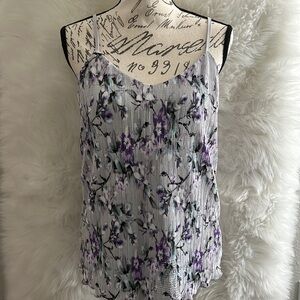 WHBM purple and gray floral top
